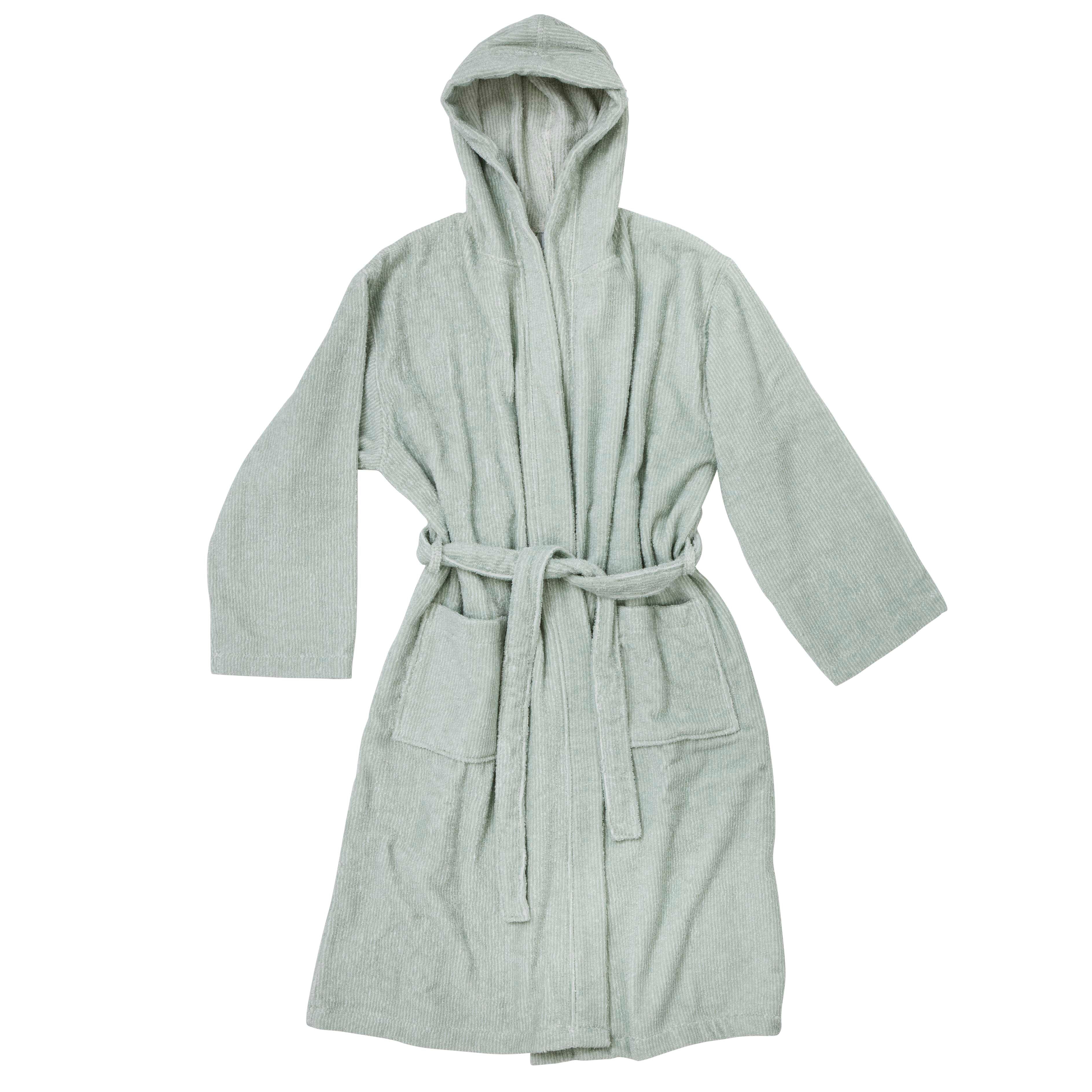 Stribet morgenkåbe - Light green/ivory